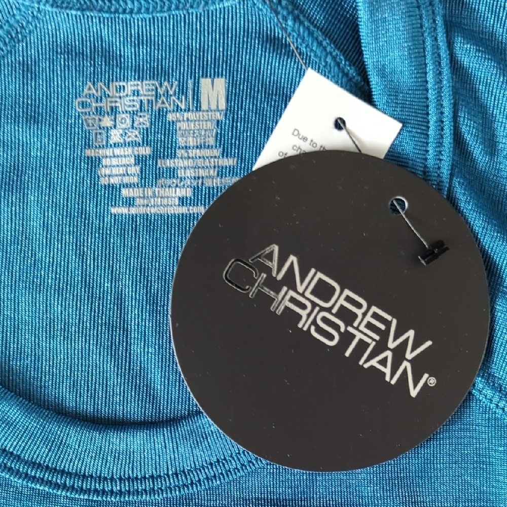 Andrew Christian Teal Muscle Tee for Men - Picture 2 of 3